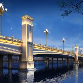 现代景观桥3D模型下载